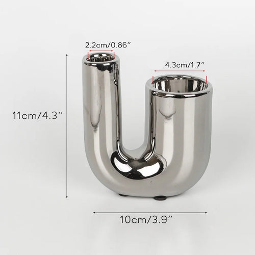 Luxury Electroplating Silver Candlestick Holder,Modern Living Room Office Art Decoration,Creative Ceramic Cylinder Candle Holder