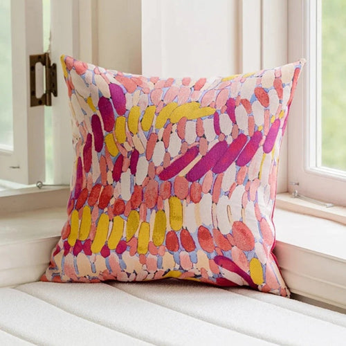 American Colored Pillow Cover Decorative Pink Jacquard Yarn-dyed Cushion Cover Home Living Room Cojines Decorativos Para Sofá