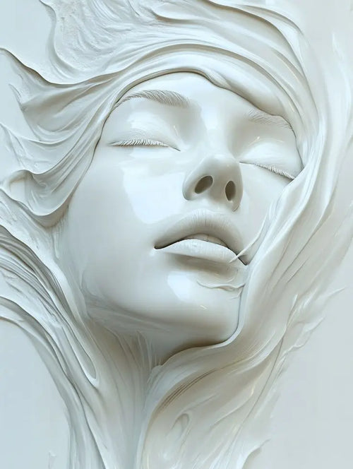 White Painted Female Face Canvas Wall Art Print