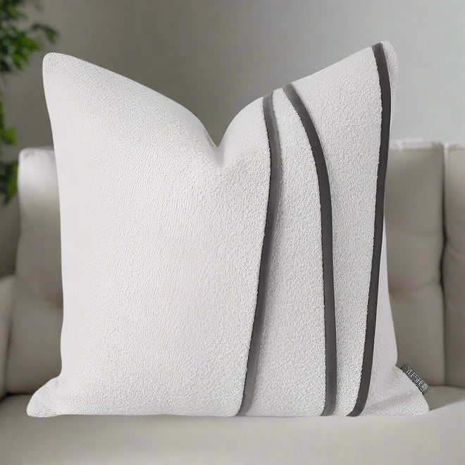 Contemporary Linen Cotton Patchwork Square Throw Pillow Covers - The Finishing Touch Decor