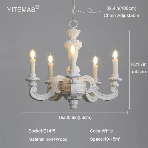 Roman Pillar Light Carved Wooden & Iron Italian Murano Vintage-Style Hanging Chandelier - The Finishing Touch Decor