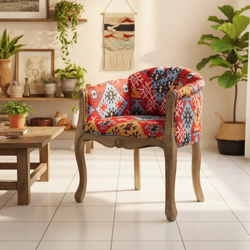 Solid wood antique American country accent chair with classic design, crafted for small furniture decor in a rustic style.