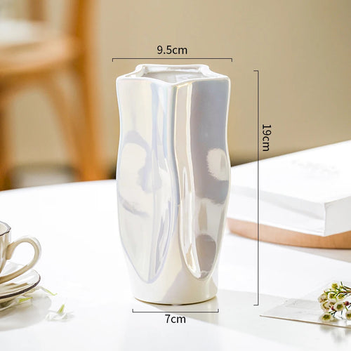 Luxury Electroplated Silver Ceramic Vase