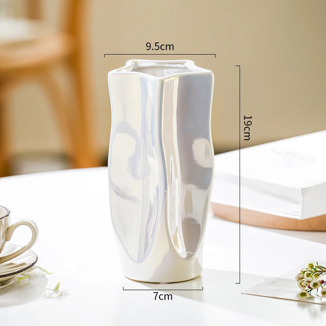 Luxury Electroplated Silver Ceramic Vase