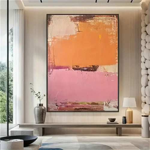 Hand-Painted Textured Painting Abstract Nordic Modern Minimalist Oil Painting Frameless Canvas Wall Art Neutral-Toned Home Decor