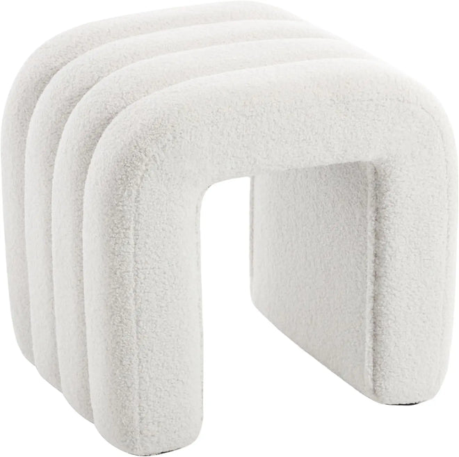 Modern Linen Fleece Ottoman Foot Stool