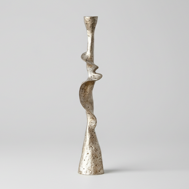 Freeform Aged Silver Resin Candle Holder