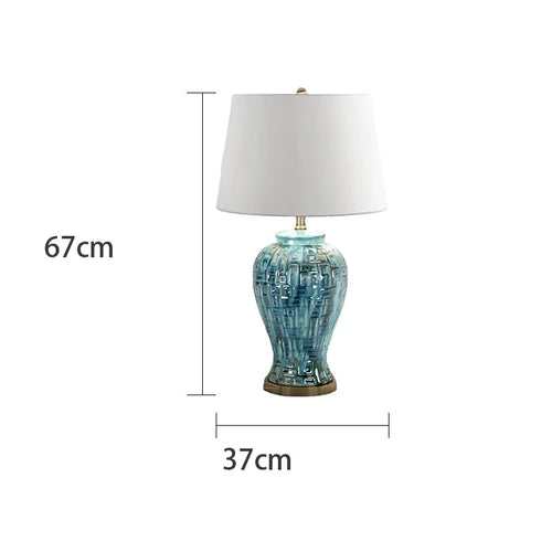 Blue Glaze Honeycomb Ceramic Table Lamp