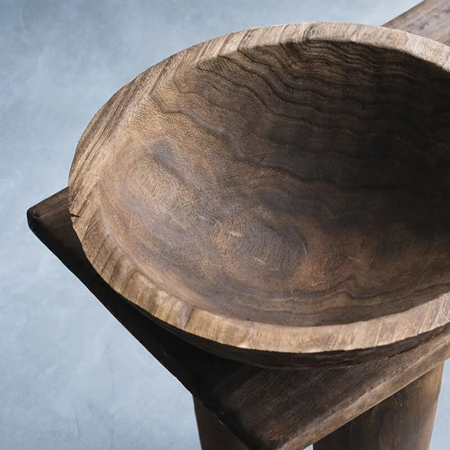 Dark Aged Tung Wood Nordic Large Disc Bowl - The Finishing Touch Decor