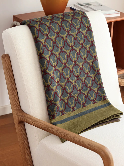 Hunter Green Chain Link H Style Throw Blanket