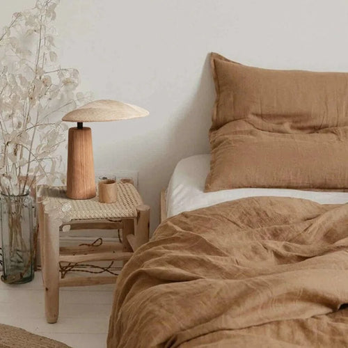 Bamboo Wood Japandi Fabric Art Table Lamp - The Finishing Touch Decor