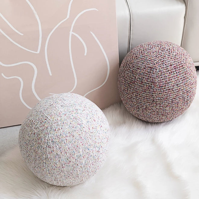 Spherical Pillow Round Cushion Luxury Ball Shaped Solid Color Stuffed Soft Pillow for Sofa Office Waist Rest Throw Pillow Decor