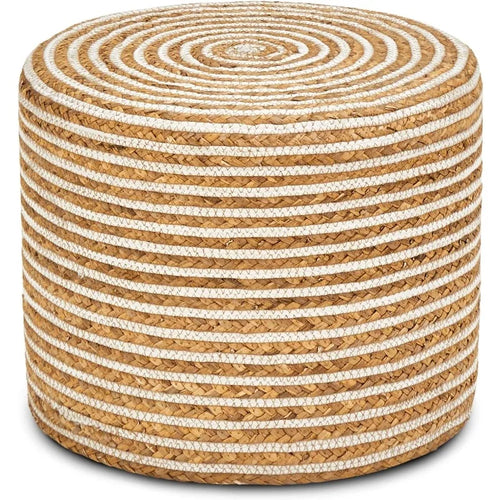 Handwoven Natural Jute Husk 18" Ottoman Pouf