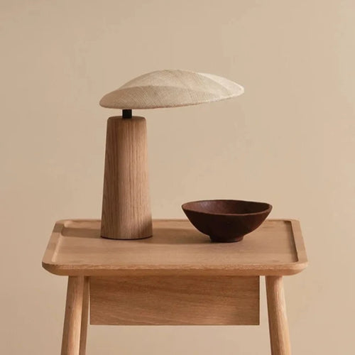 Bamboo Wood Japandi Fabric Art Table Lamp - The Finishing Touch Decor
