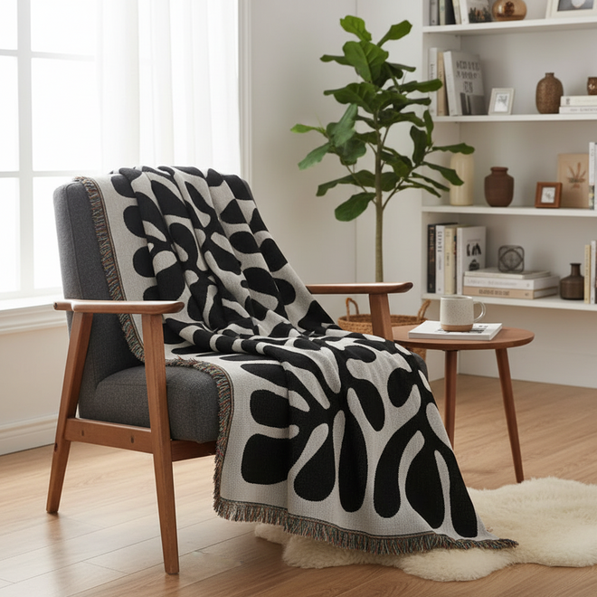Bold Pattern with Rainbow Fringe Throw Blanket