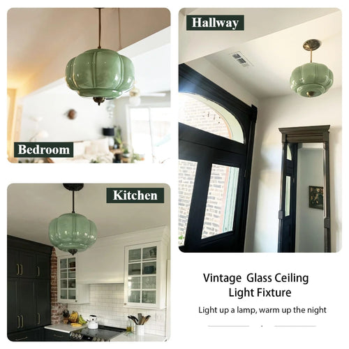 French Retro Glass Pendant Chandelier Lamp