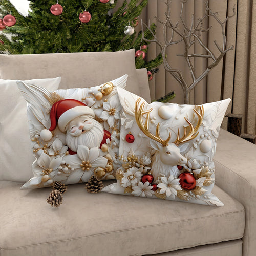 Velvet Santa Christmas Throw Pillow Covers Set of 4