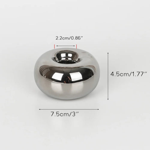 Luxury Electroplating Silver Candlestick Holder,Modern Living Room Office Art Decoration,Creative Ceramic Cylinder Candle Holder