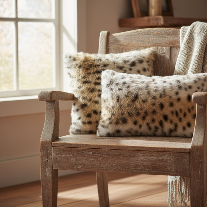 Faux Fur Leopard Spot Pattern Throw Pillow Covers