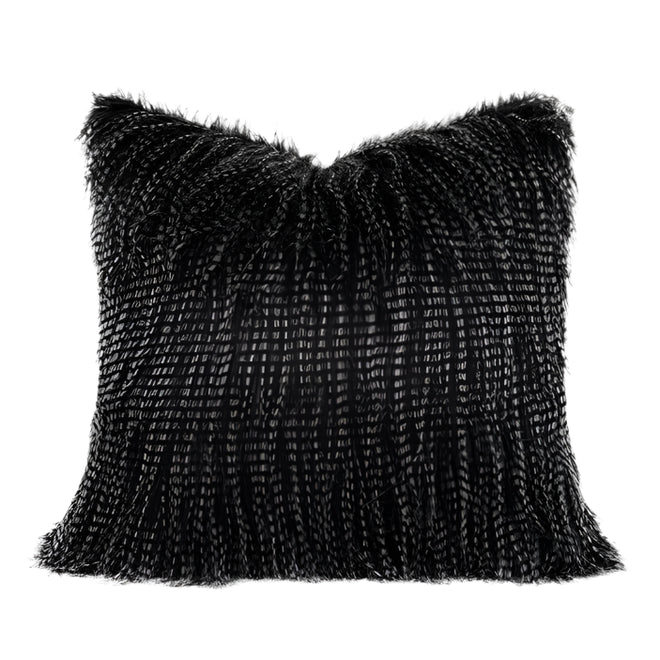 Modern Black Fluffy Faux Fur Tufted Throw Pillow Covers - The Finishing Touch Decor
