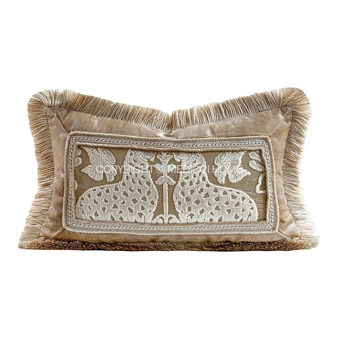 Trellis Cut Velvet Fringed Throw Pillow Covers