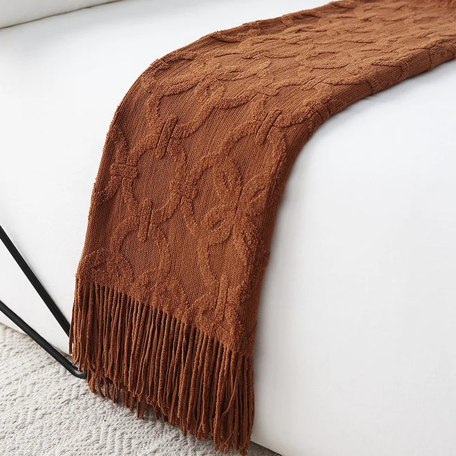 Soft Chain Pattern Cozy Bed Runner Throw Blanket - The Finishing Touch Decor