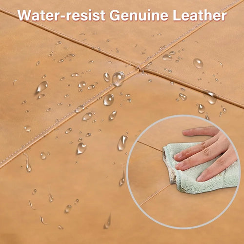 Leather Upholstered Square Ottoman Footstool