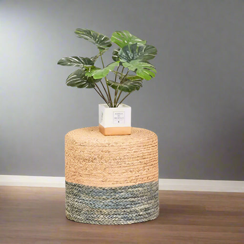 Handwoven Natural Jute Husk 18" Ottoman Pouf