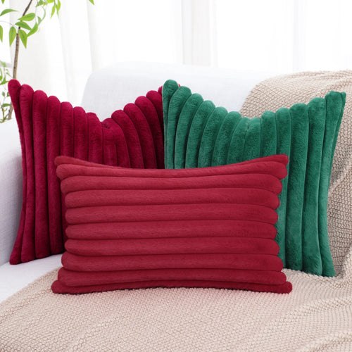 Soft Faux Rabbit Fur Holiday Throw Pillow Covers