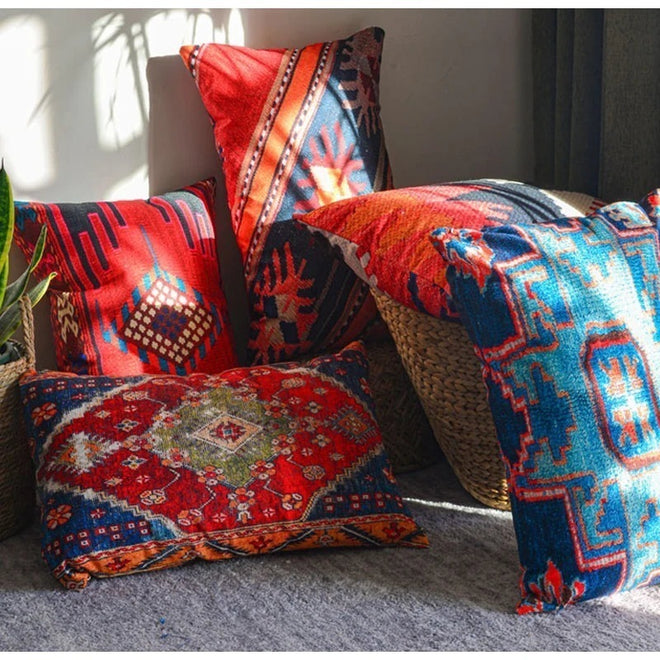 Colorful Pattern Lumbar Bohemian Throw Pillow Covers - The Finishing Touch Decor