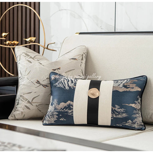 Dragonfly Bamboo Leaf Japanese Zen Throw Pillow Covers - The Finishing Touch Decor