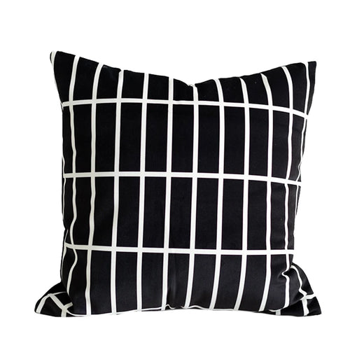 Modern decorative throw pillow cover by DAVINRICH New York featuring luxury thread stripes and geometric embroidery for urban home decor.