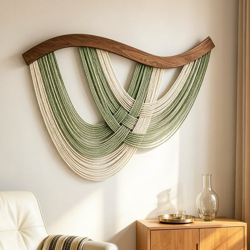 Draped Yarn Macrame Wall Art Hanging