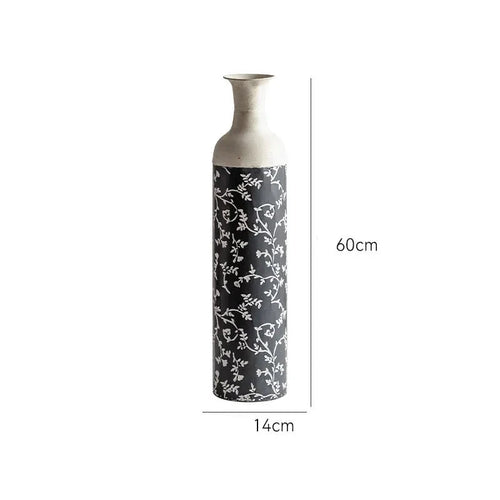 Farmhouse Rustic Etched Iron Floral Pattern Vases - The Finishing Touch Decor