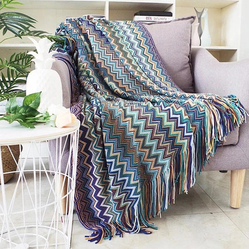 Lightweight Aztec Ethnic Pattern Geometric Plaid Tapestry Throw Boho Blanket - The Finishing Touch Decor