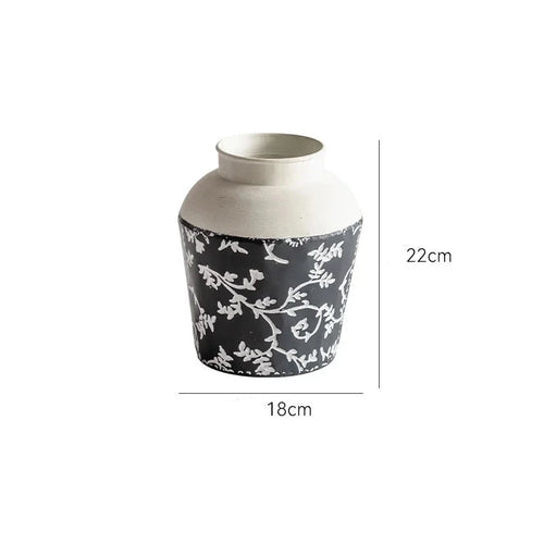 Farmhouse Rustic Etched Iron Floral Pattern Vases - The Finishing Touch Decor
