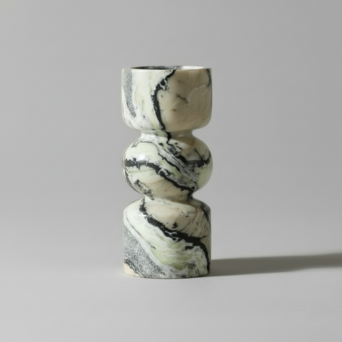 Natural Veined Marble Pillar Candle Holder