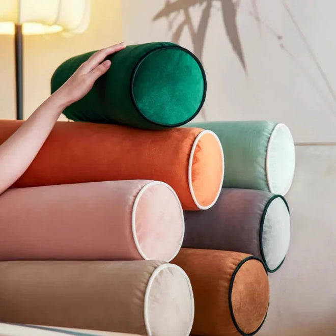 Long Round Pillows Luxury Soft Velvet Column Cushions Candy Color Decorative Pillow For Sofa Chair Bedding Home Decoration