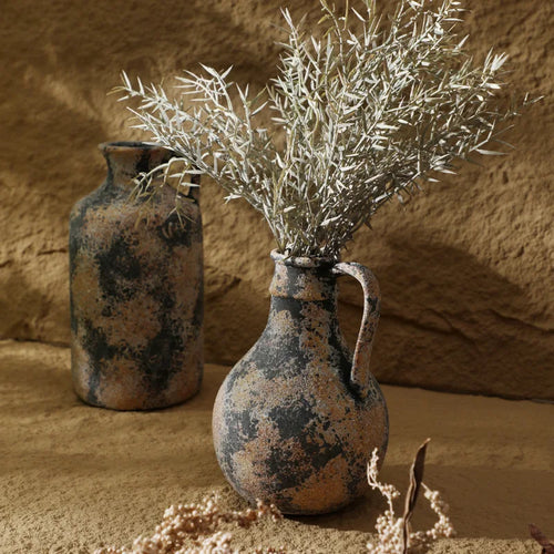 CAPIRON Earthenware Vase for Dried Flower Pampas Grass Nordic Wabi Sabi Retro Home Aesthetics Bookshelf Wall Shelf Decoration