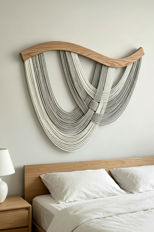 Draped Yarn Macrame Wall Art Hanging