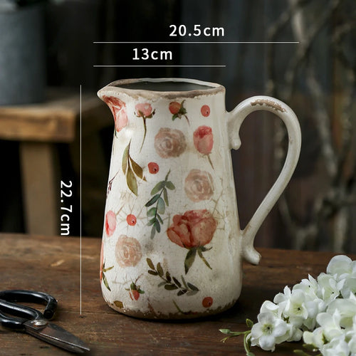 Decorative Retro Farmhouse Cottage Pitcher Vase by The Finishing Touch Decor, featuring rustic design and vintage charm.