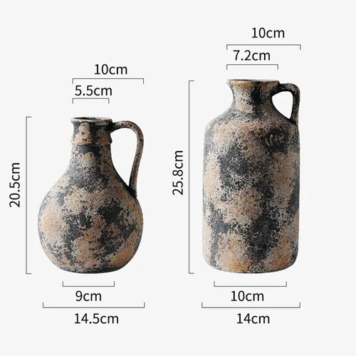 CAPIRON Earthenware Vase for Dried Flower Pampas Grass Nordic Wabi Sabi Retro Home Aesthetics Bookshelf Wall Shelf Decoration