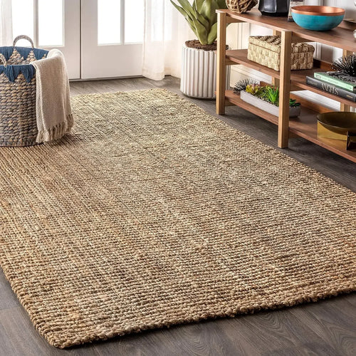 Hand-Woven Chunky Braided Natural Jute 8 x 10 ft