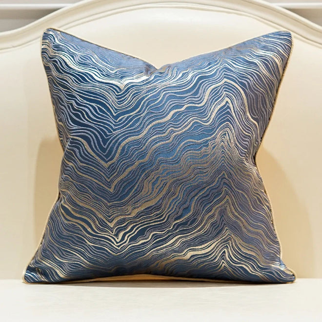 Jacquard Embroidered Gold Wave Throw Pillow Covers - The Finishing Touch Decor
