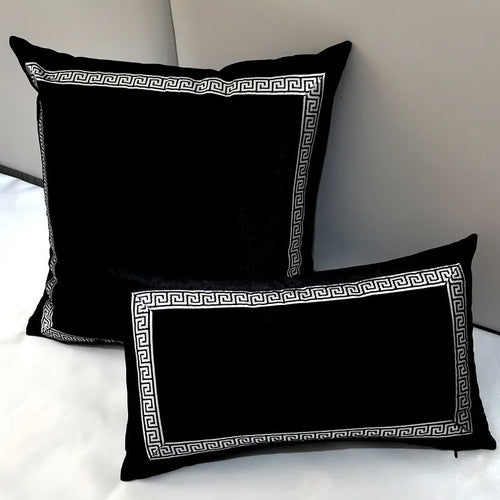 Luxury Velvet Greek Key Pattern Throw Pillow Covers