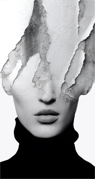 Avant Garde Black & White Female Artistic Headshot Canvas - The Finishing Touch Decor