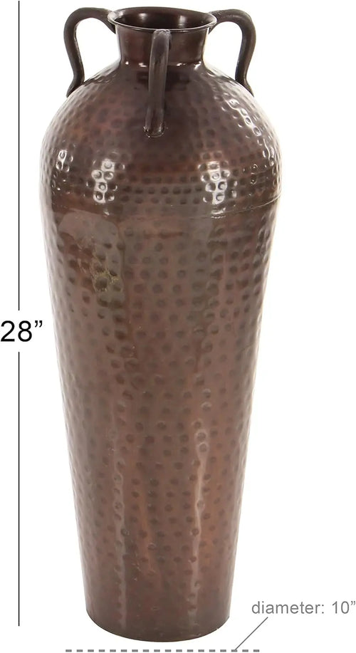 Tall Hammered Metal Floor Urn Vase 28"