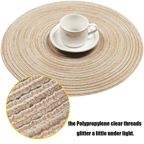 Round Braided Boho Chic Light Linen or Grey Color Placemats - Set of 6 - The Finishing Touch Decor