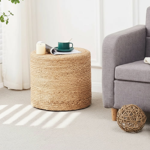 Natural Braided Jute Floor Round Pouf