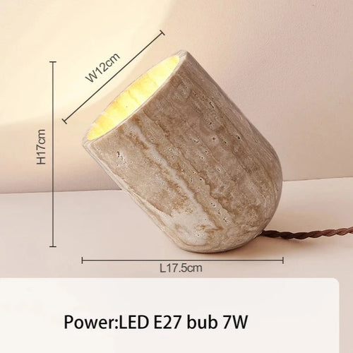 Natural Yellow Cave Stone Travertine Floor Table Lamp - The Finishing Touch Decor